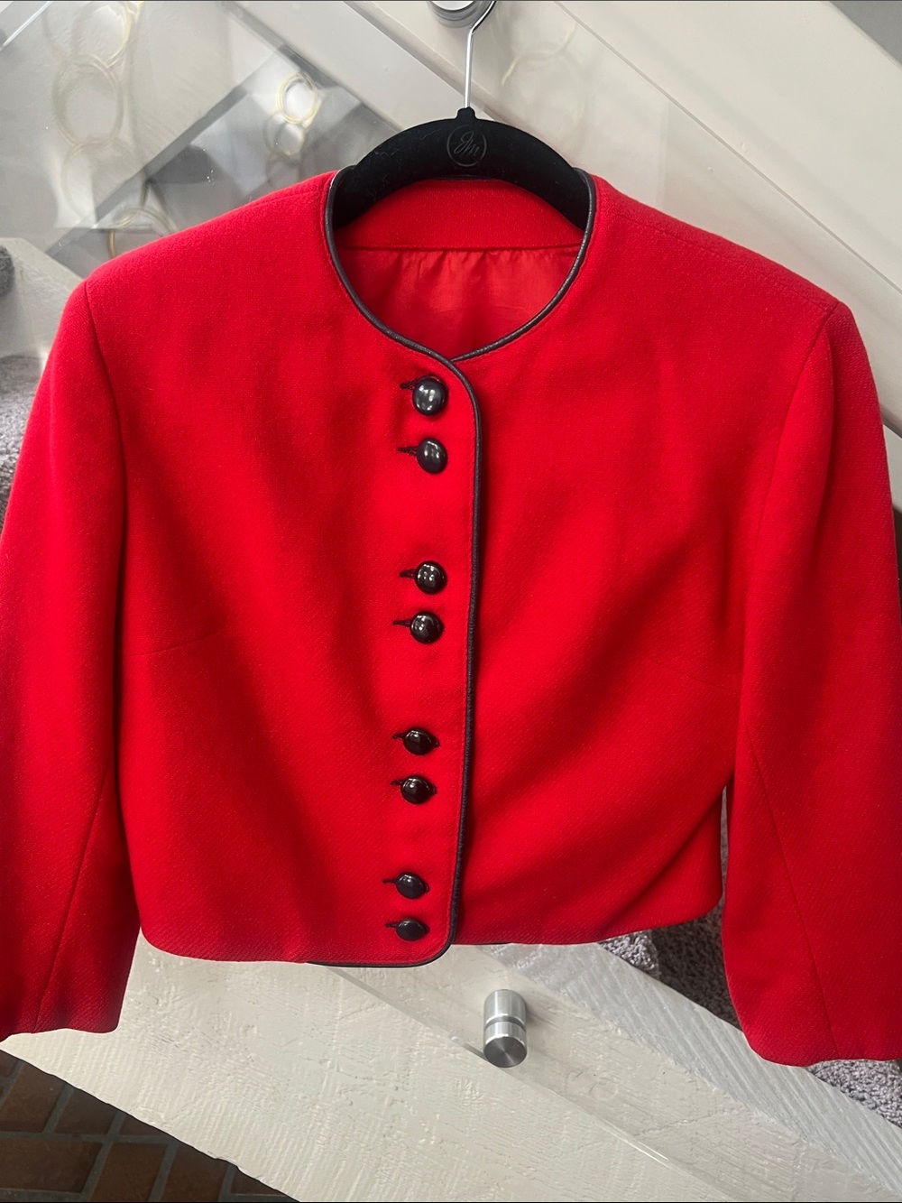 Rare vintage Kelita New York military style jacket with leather trim